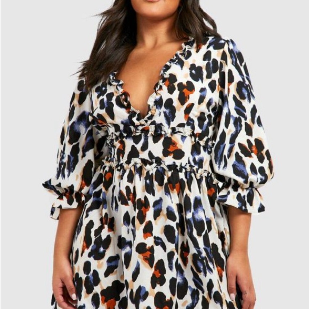Leopard Print Ruffle Dress